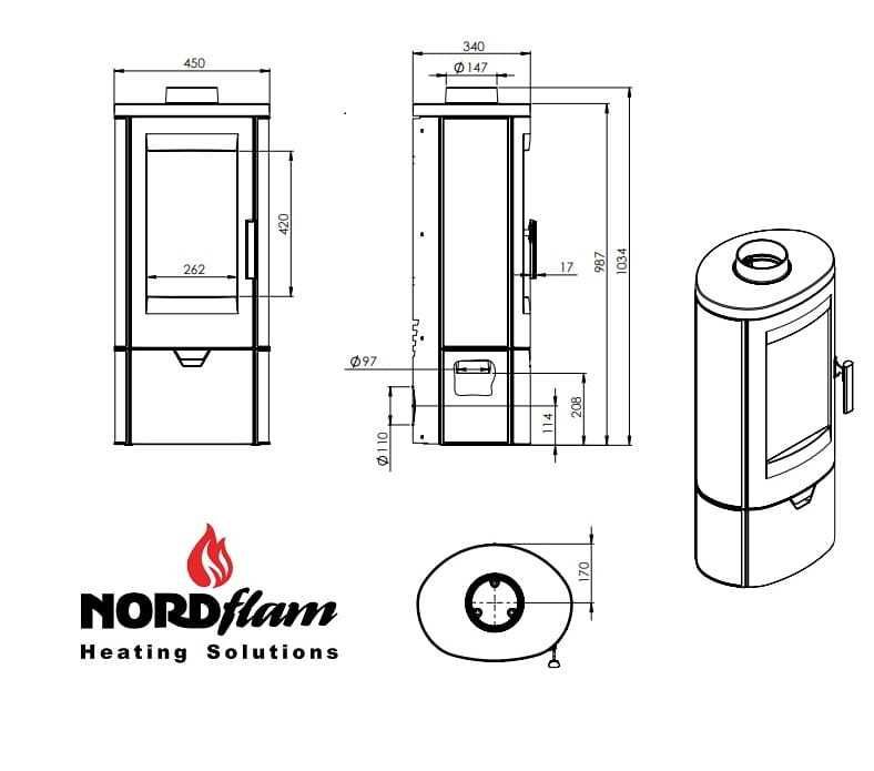 Piec Kominkowy Żeliwny NORDFLAM PALERMO 7.8 kW CDP