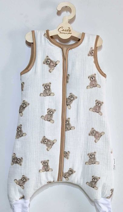 MUŚLIN Śpiworek z nogawkami wywijane skarpety 2,5 tog r 80-86 w Misie