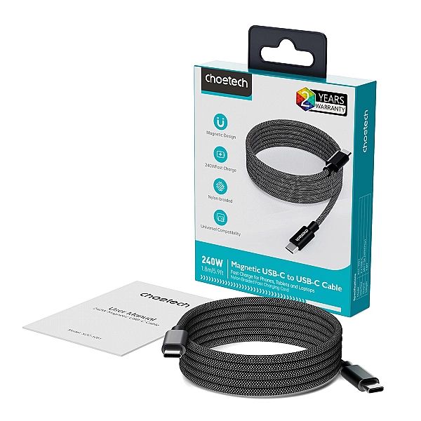 Kabel Choetech XCC-1052, 100W USB-C magnetyczny 1,2m - czarny