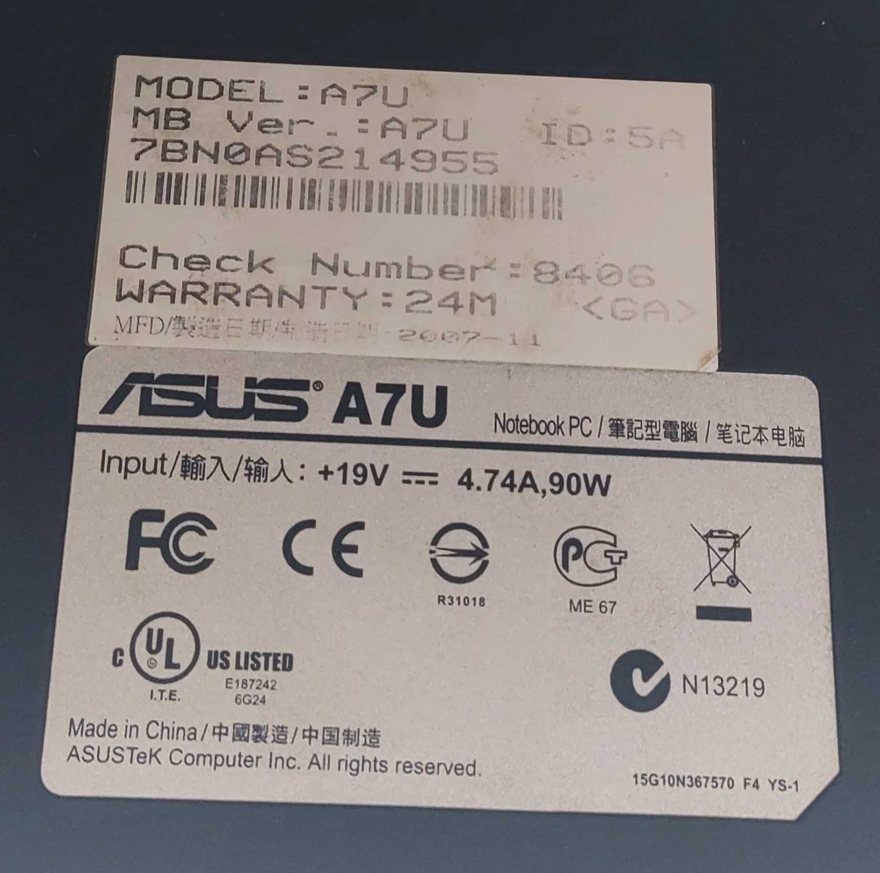 Ноутбук ASUS A7U