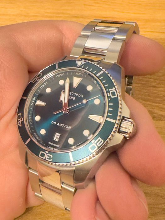 Certina DS Action Diver 300m- zielony, jak nowy! GW + pasek, pudełko