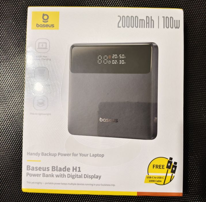 Powerbank Baseus Blade H1  20000mAh 100W 2xUSB-A+2xUSB-C+кабель USB