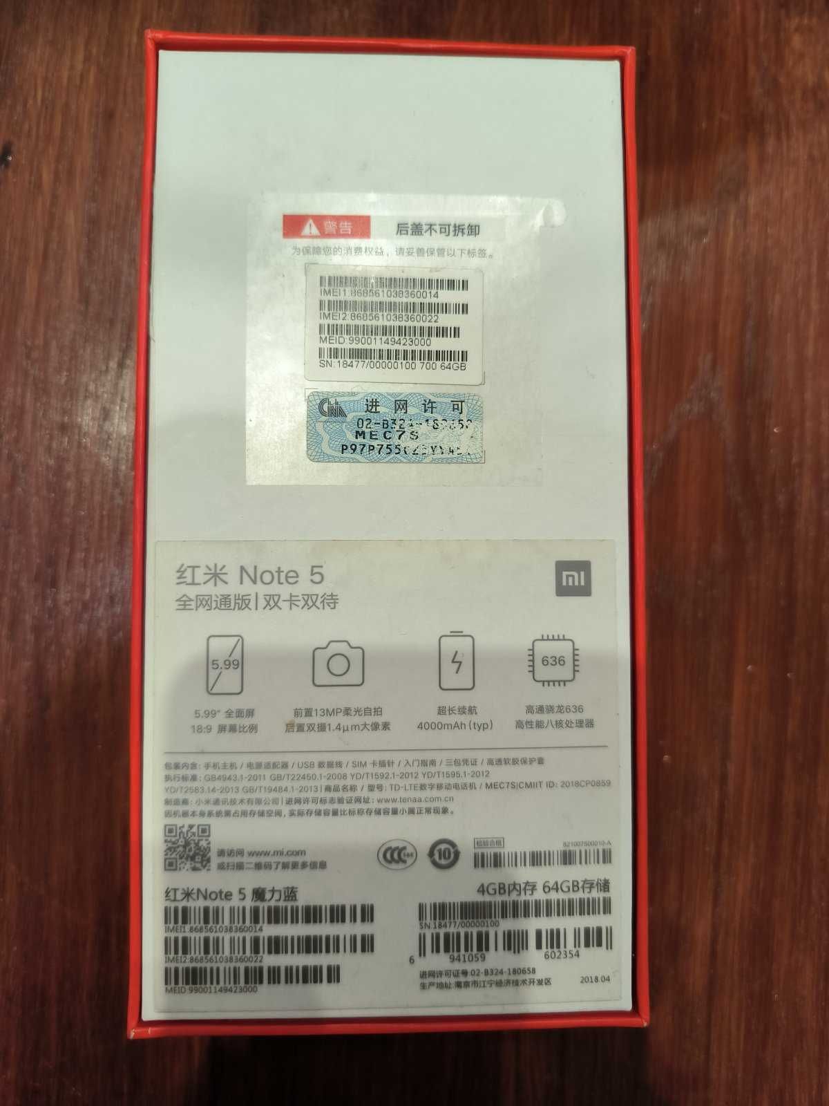 Xiaomi Redmi Note 5. 4/64