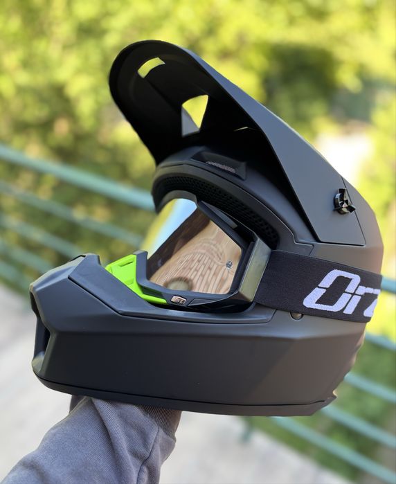 Ендуро кросовий шолом ORZ, Fox на мотоцикл шлем чорний мат з окулярами