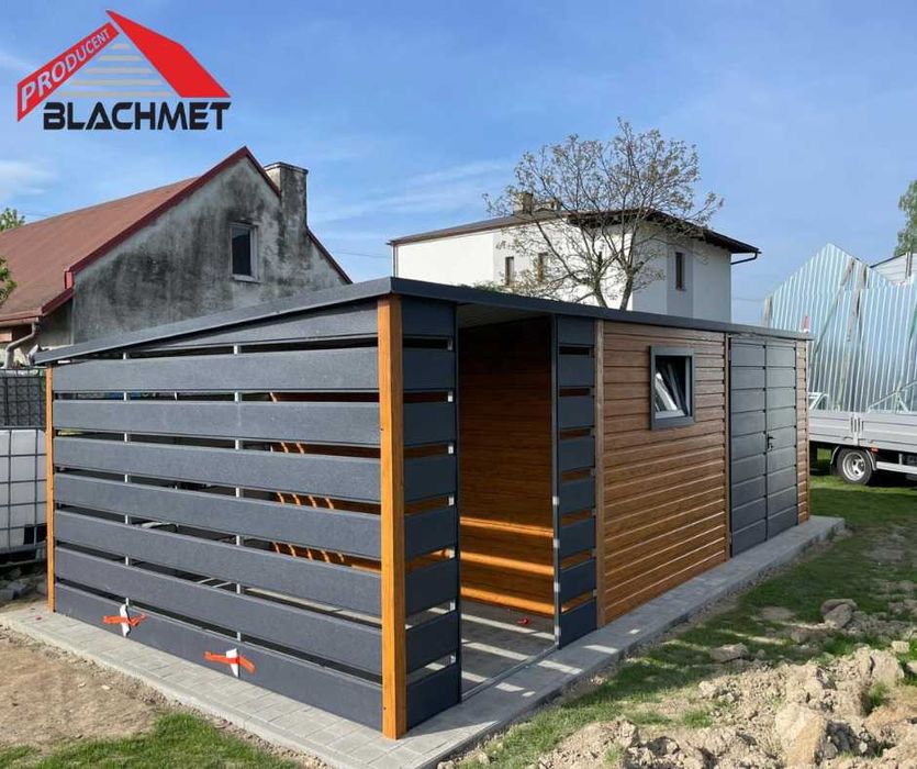 Domek Ogrodowy Drewnopodobny Garaż Blaszany Hala Producent 8x3.5