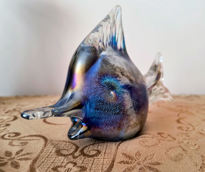 Piękna szklana ryba w stylu Murano Sommerso, 23cm