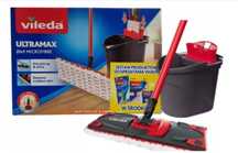 Vileda Mop ULTRAMAX płaski ZESTAW BOX + Rękawice,