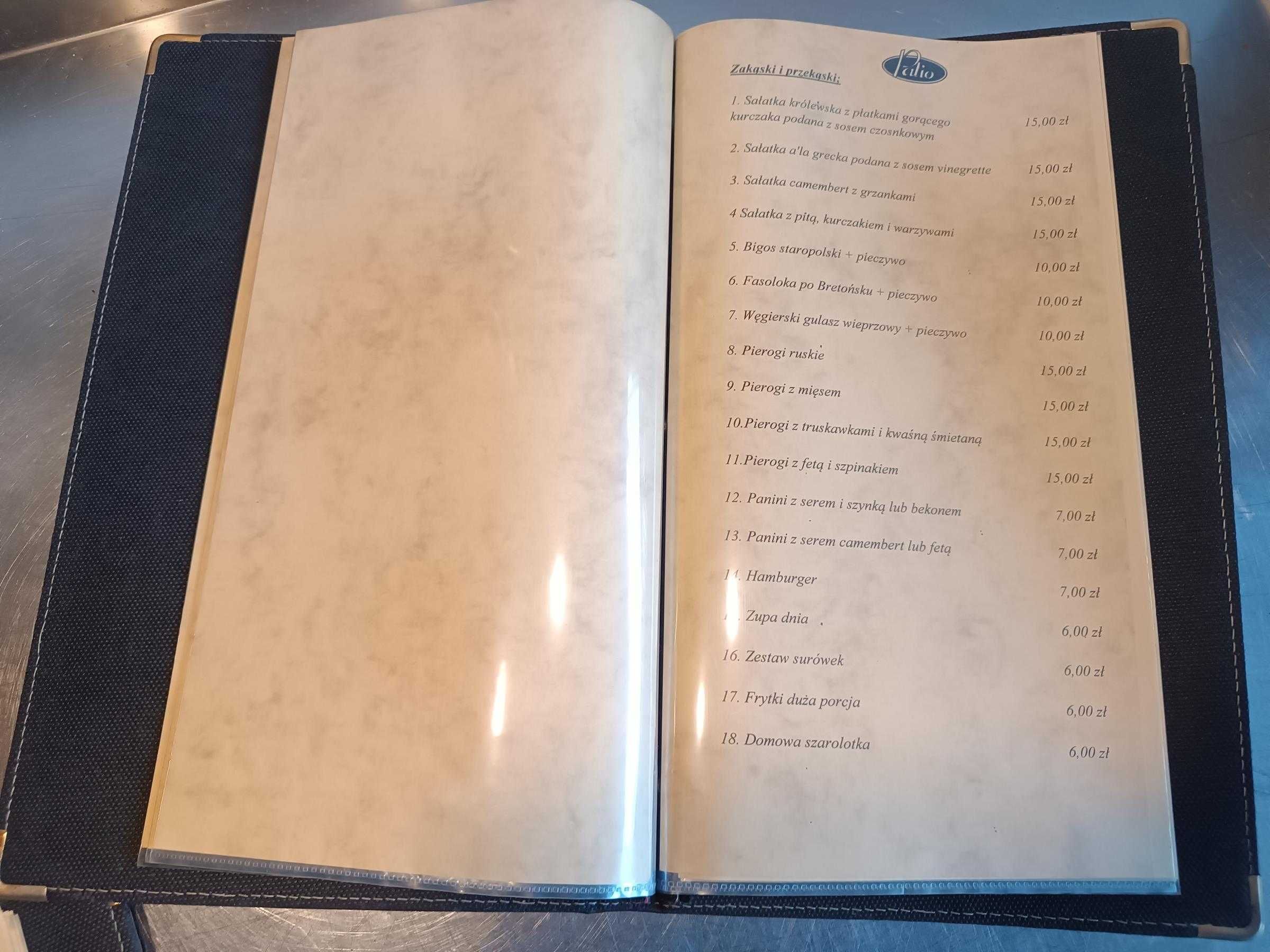 Karta menu okładka jadłospis restauracji