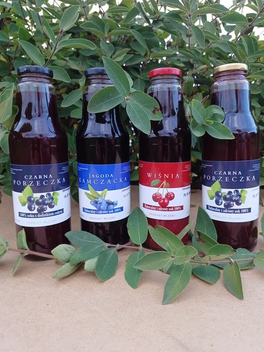 Soki naturalne jagoda kamczacka ,czereśnia, wiśnia,  czarna porzeczka