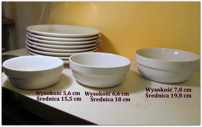 Talerz Vitrified porcelain płaski obiadowy biały + Miska Bolesławiec