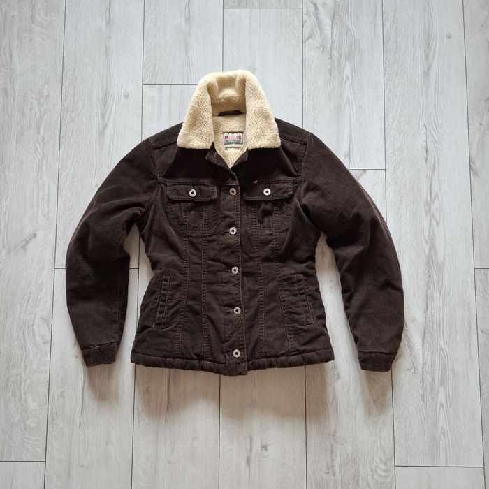 Mustang kurtka damska S sztruks brązowa sherpa jacket baranek trucker