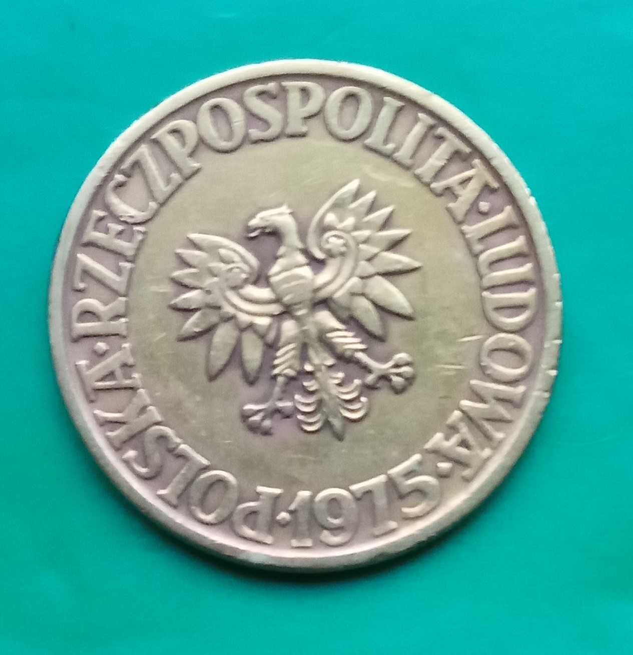 Moneta 5 złotych 1975r. bez znaku mennicy, stan bardzo dobry