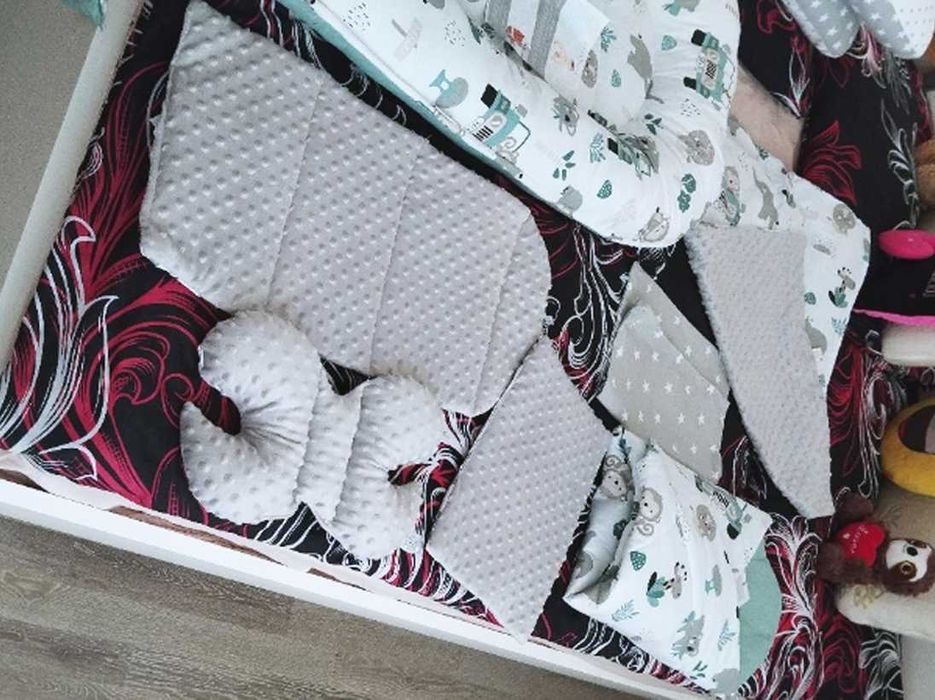 Gniazdo kokon niemowlęcy Komplet PREMIUM 7w1 Minky&Bawełna