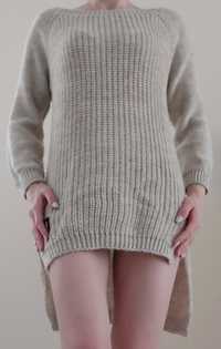 Tunika sweter długi ciepły miły beż