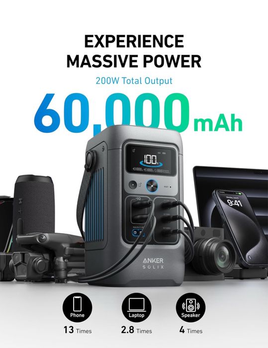 Зарядна станція ANKER SOLIX C200 DC 60.000mAh 200w 194Wt LifePO4