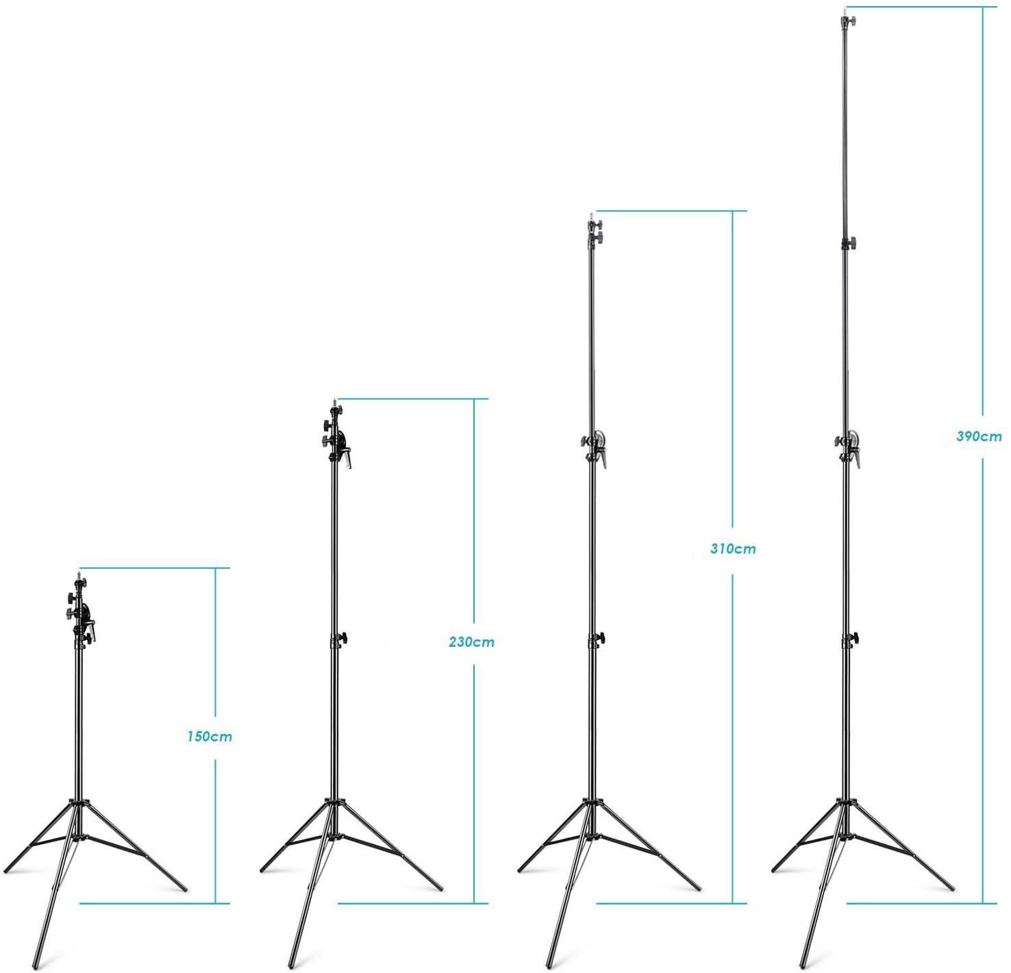 Tripé 390cm robusto de suporte para estúdio braço extensível 190cm