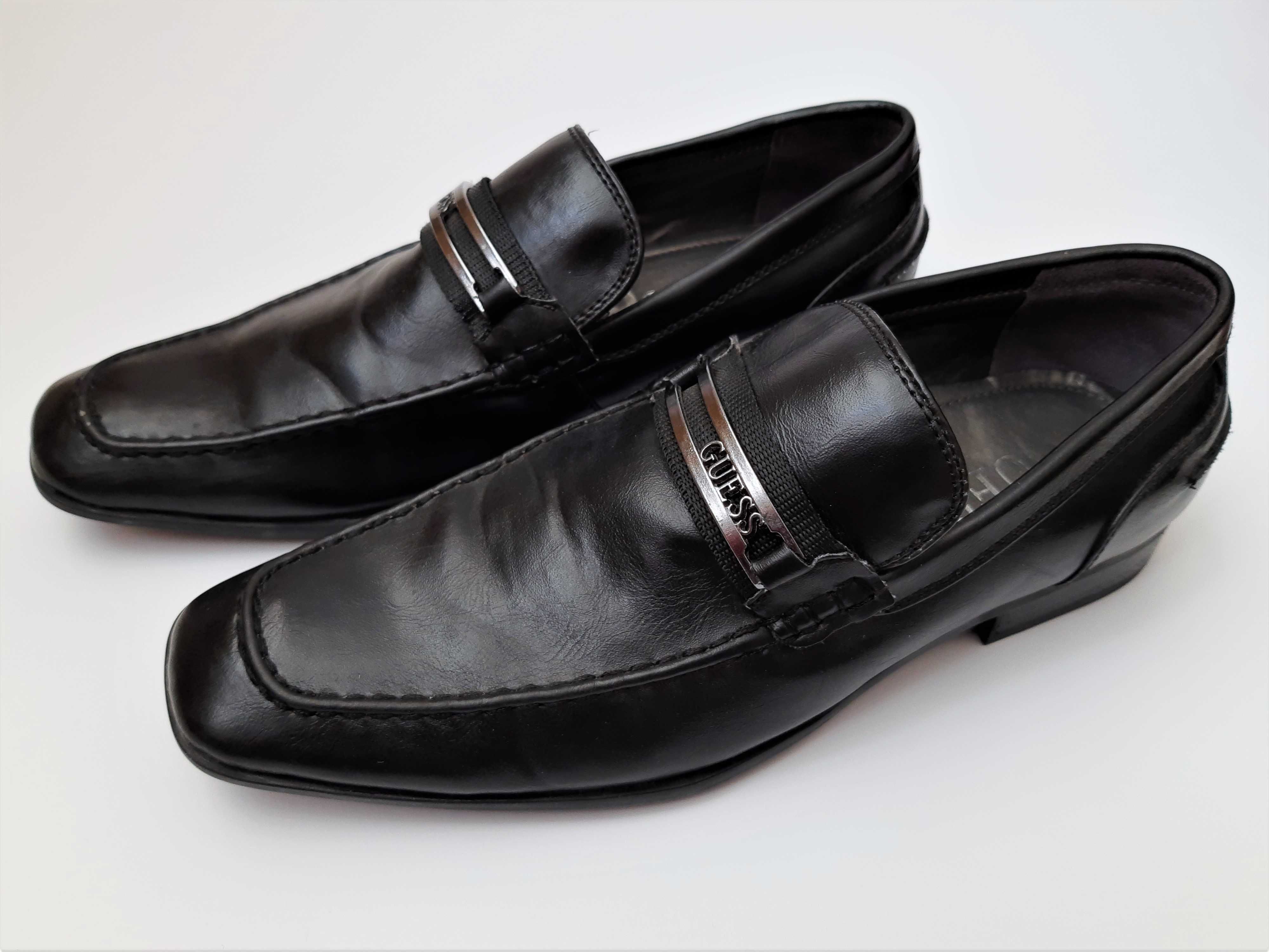 Guess Eleganckie Buty Półbuty Wsuwane Mokasyny Męskie Czarne