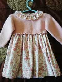 Vestido malha/tecido para bebé 6-9 meses