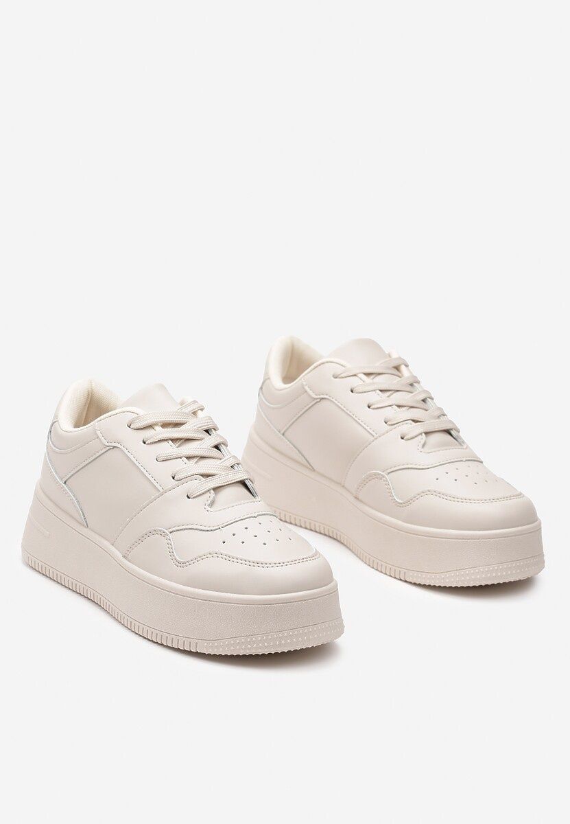 Nowe beżowe sneakersy na platformie r.38