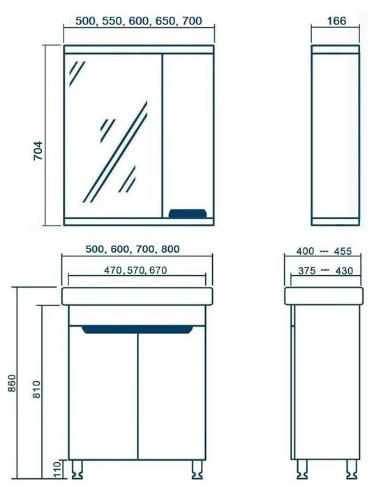 Новий комплект елітной меблі для ванних: тумба + умивальник + дзеркало