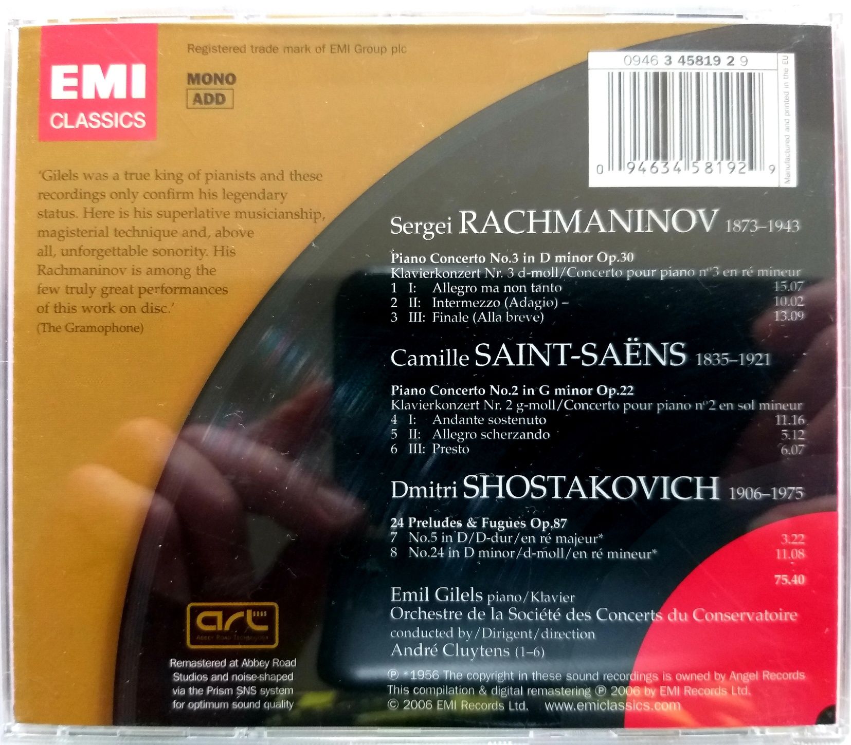 Great Recordings Of The Century Rachmaninov Saint Saens 2006r