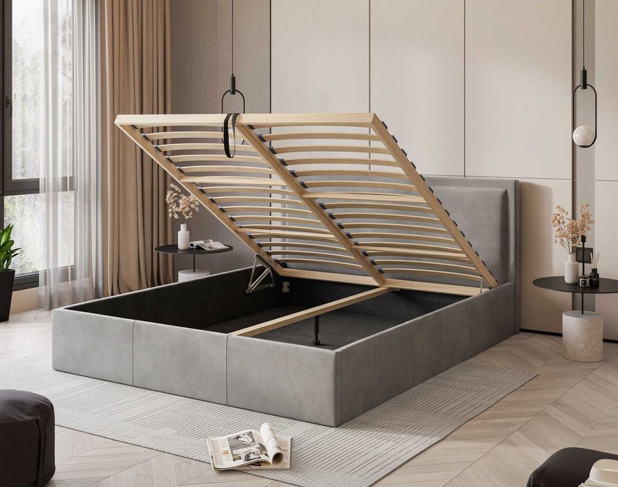 Wysyłka w 24h / Łóżko tapicerowane z podnoszonym stelażem Stella