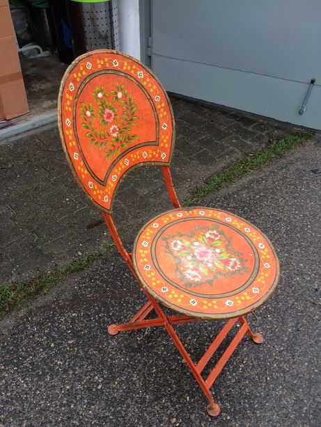 Krzesło ręcznie malowane metalowe ciężkie