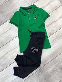 Komplet dres dla chłopca bluzka + spodnie polówka zielony 122/128