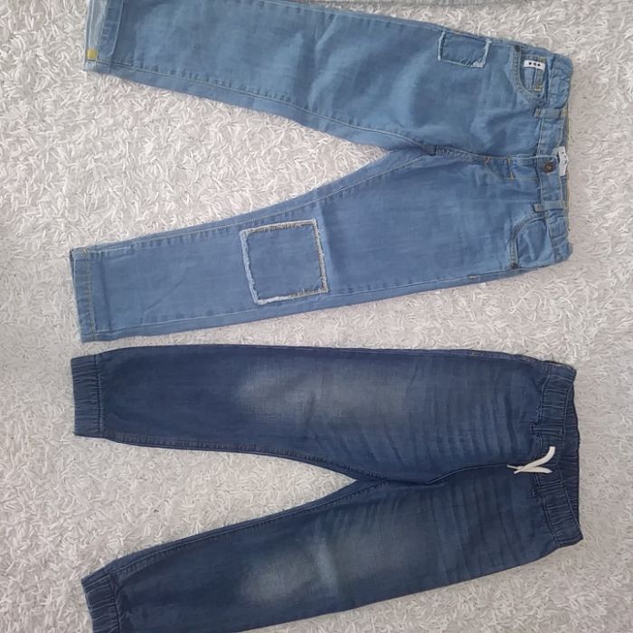 4x jeansy,dresy,spodnie r.128 cm 5.10.15, H&M, Disney,Cool Club