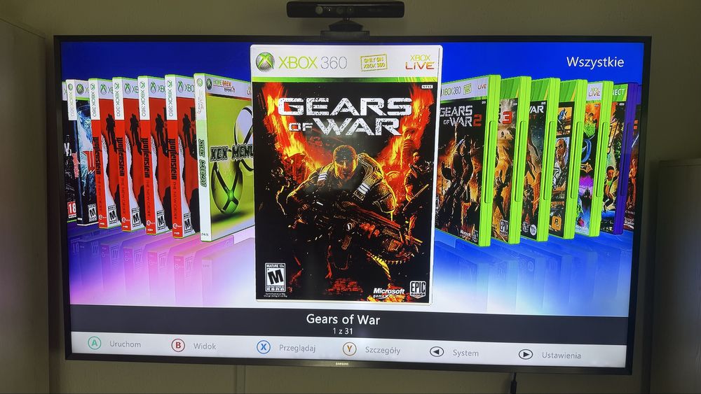 Xbox 360 1 TB E Super Slim RGH Aurora Kinect Gitara Logitech DriveFX