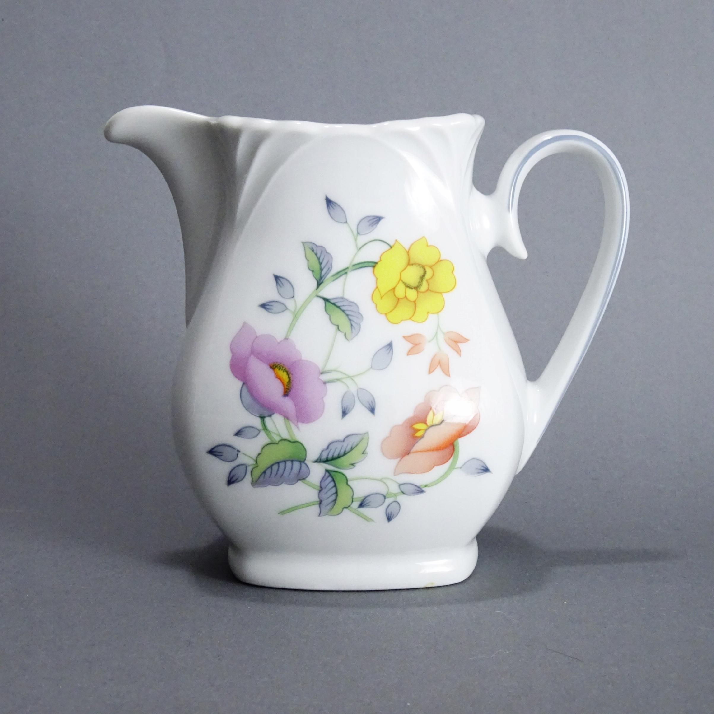 lata 80 piękny mlecznik porcelanowy kolorowe kwiaty
