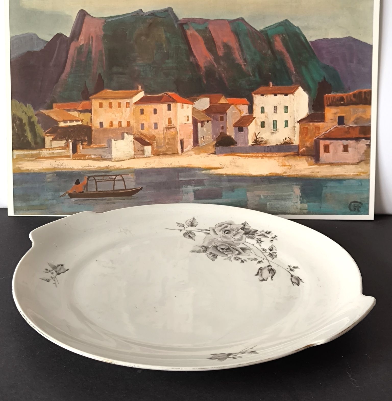 Patera z garnituru deserowego Chodzież róże piękna stara porcelana