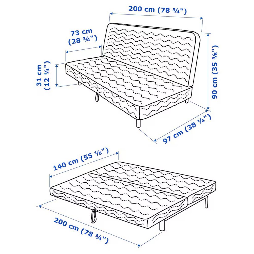 Łóżko rozkładane Sofa Kanapa Ikea Nyhamn sprężyny kieszeniowe