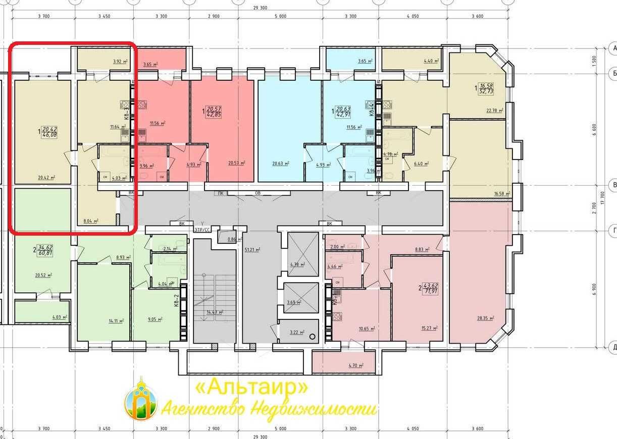 Продам 1к S 46м в сданном новострое ЖК Левада. Центр.Q