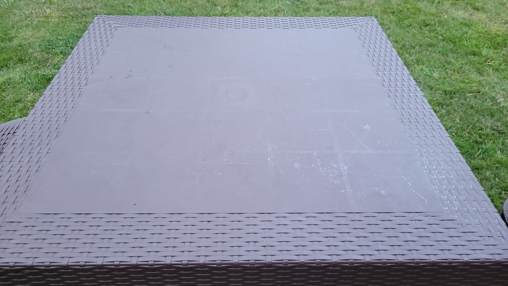 Zestaw stół 2 krzesła technorattan ciemny brąz