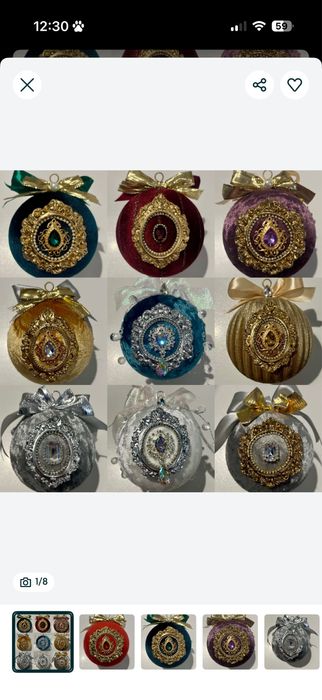 Bombka prezent recznie robio na rękodzieło bogato zdobiona glamour