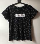 Terranova T-shirt koszulka w koty kotki Meow S 36 czarna