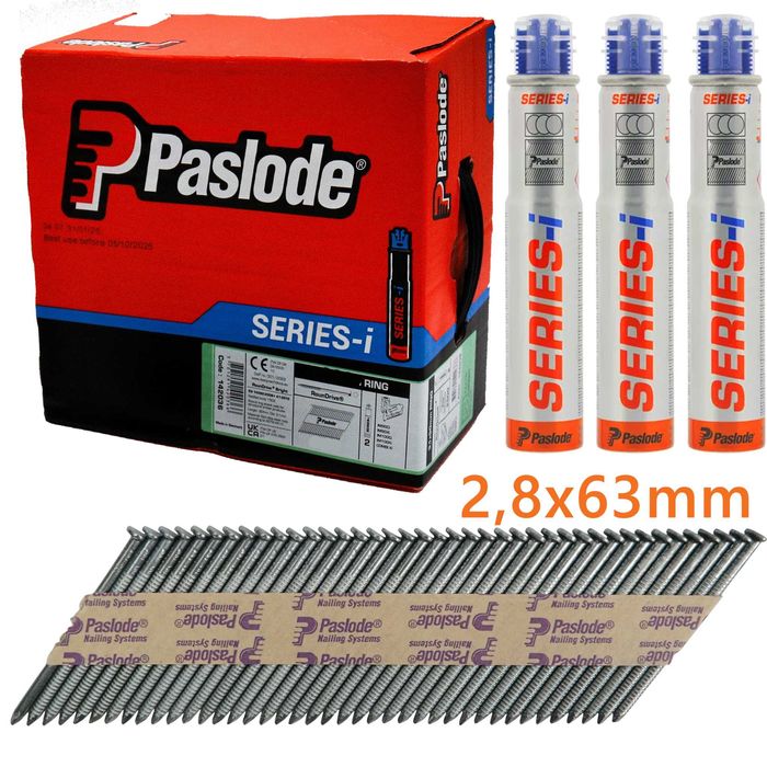 Gwoździe do gwoździarki pierścieniowe Paslode 2,8x63 3750 szt + 3x Gaz