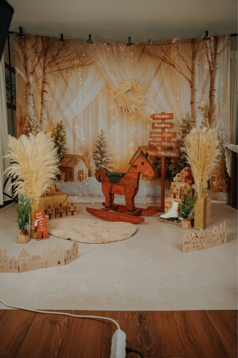 Gotowa scenka świąteczna beżowa brązowa