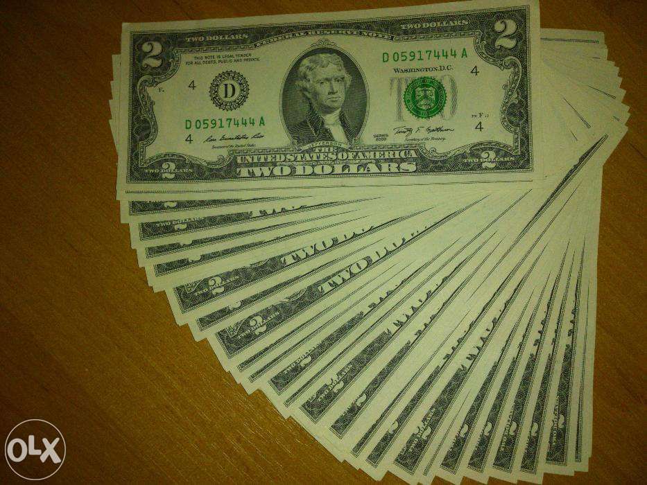 Банкноты 2 Доллара США, 1 Доллар США