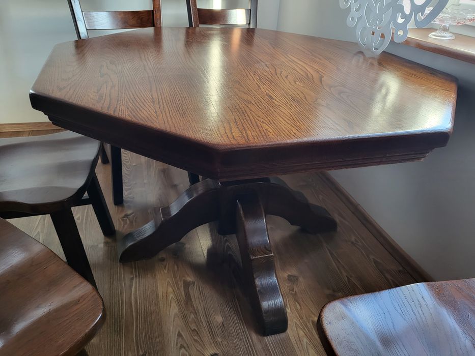 Stół drewniany dębowy 6 krzeseł solidny