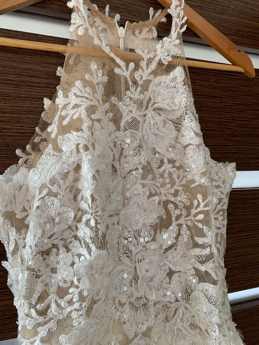 suknia ślubna koronka muślin ivory 36