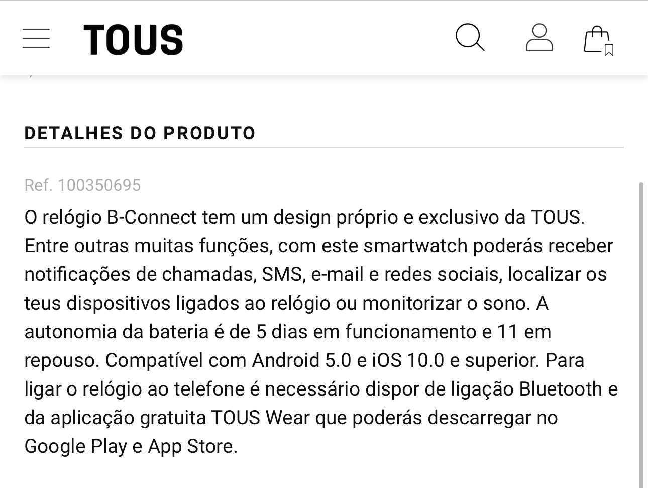 Smartwatch TOUS - NOVO