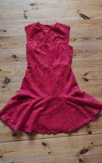 sukienka koronkowa Warehouse czerwona 38