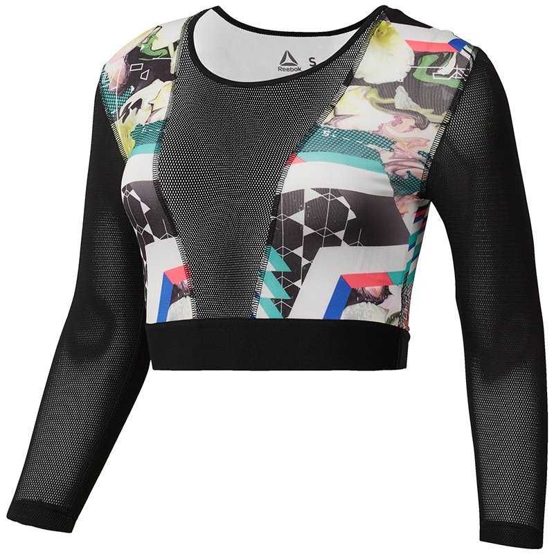 REEBOK COMPRESSION Graphic Crop Nowa Koszulka Damska Roz S Oryginalna