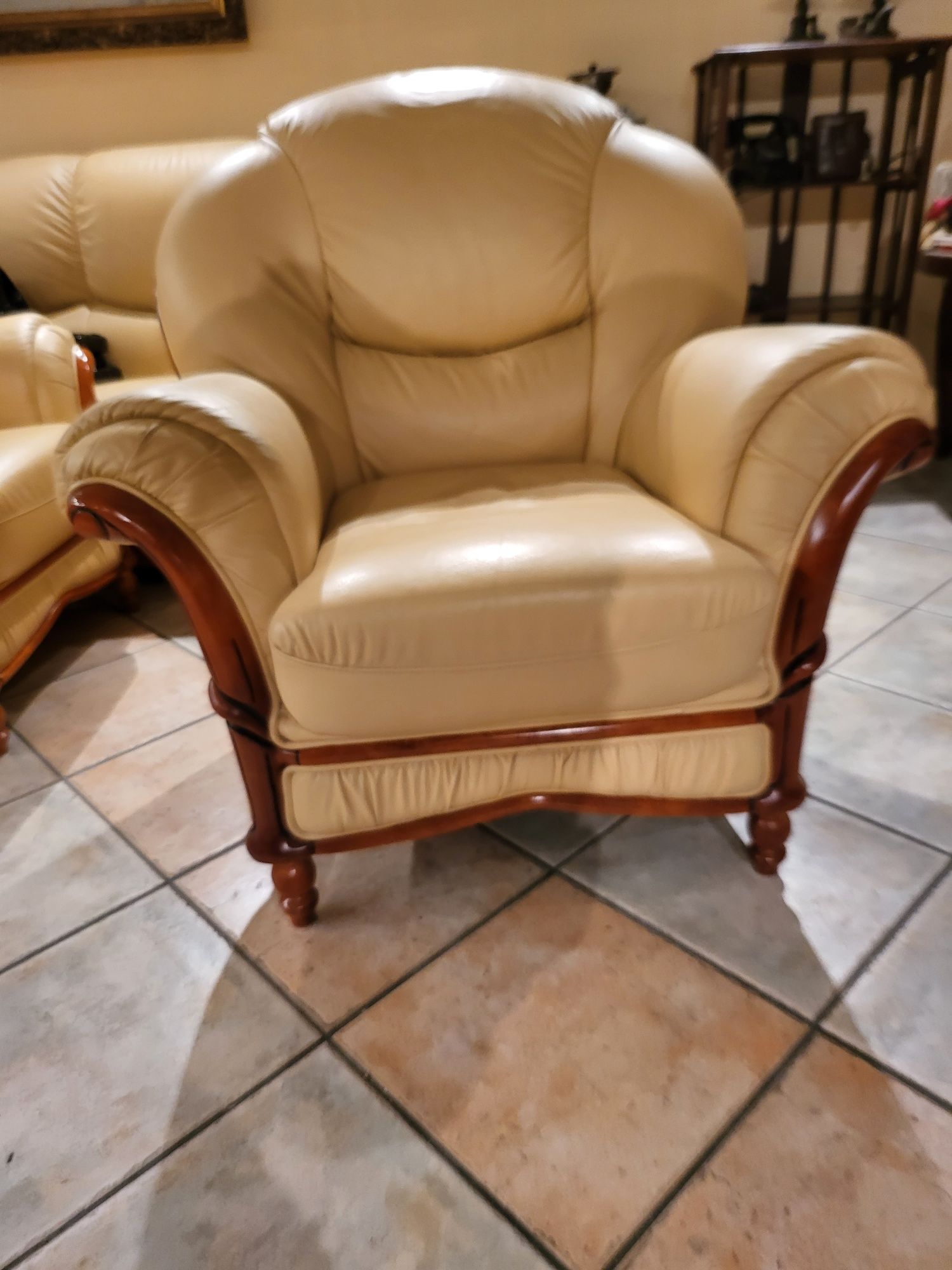 Komplet włoski skórzany kanapa 2 fotele
