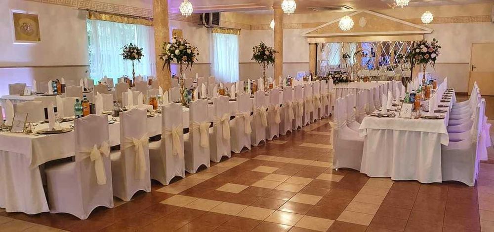 pokrowce na krzesła nowe uniwersalne 100 sztuk białe