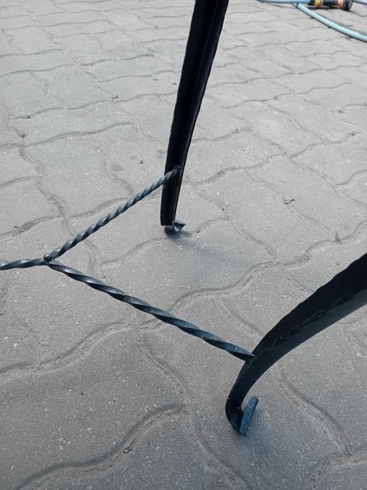 Stary kuty metalowy stół ława z mozaiką z płytek na blacie (WYSYŁAM)
