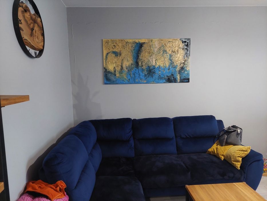 Obraz abstrakcja złoto niebieski