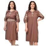 Красива жіноча сукня-вишиванка з широким поясом, розміри S,M,L,2XL